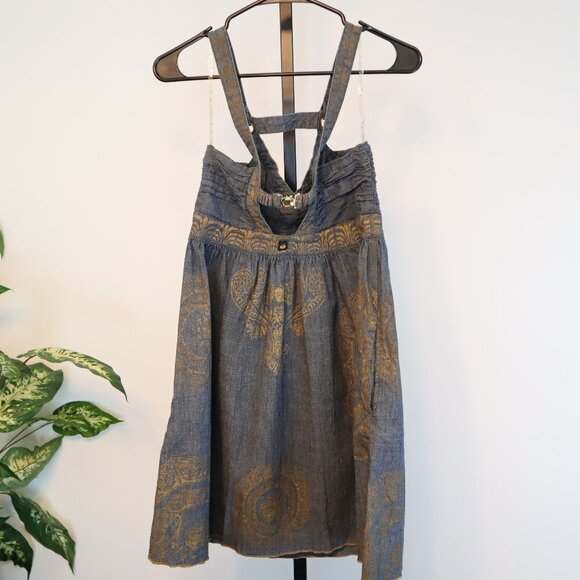 Apple Bottom Blue Denim Fits to Flare Keyhole Dress with side pockets - Picture 8 of 8